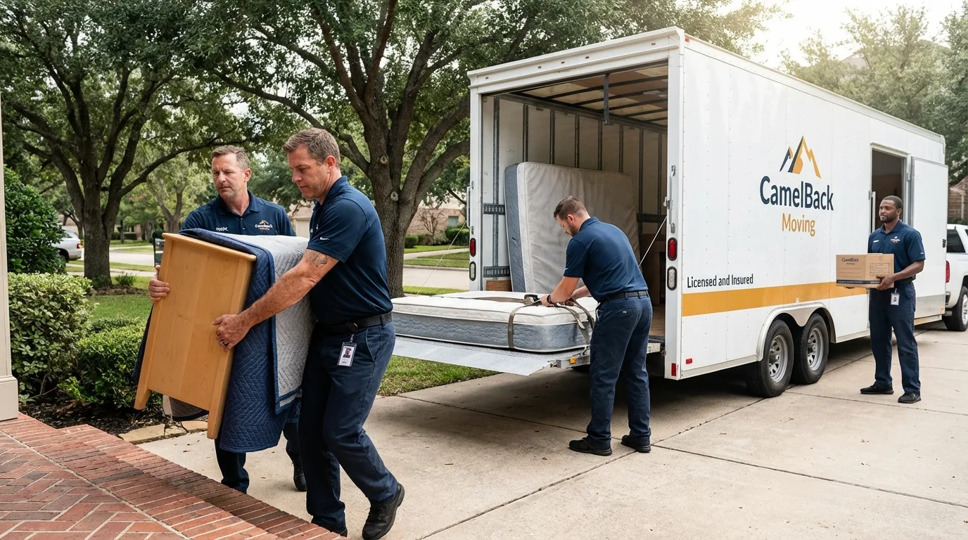 Crew loading residential truck for cross-state move from Lake in the Hills, IL