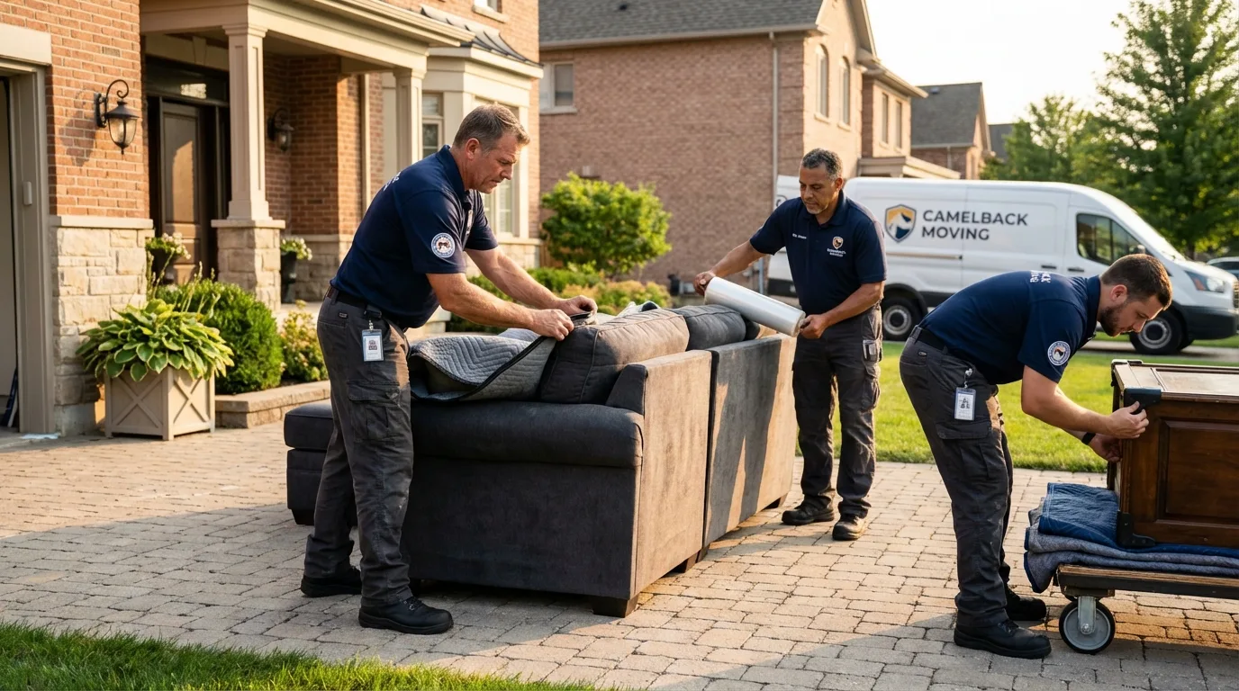Large estate moving crew wrapping furniture in Lake in the Hills, IL