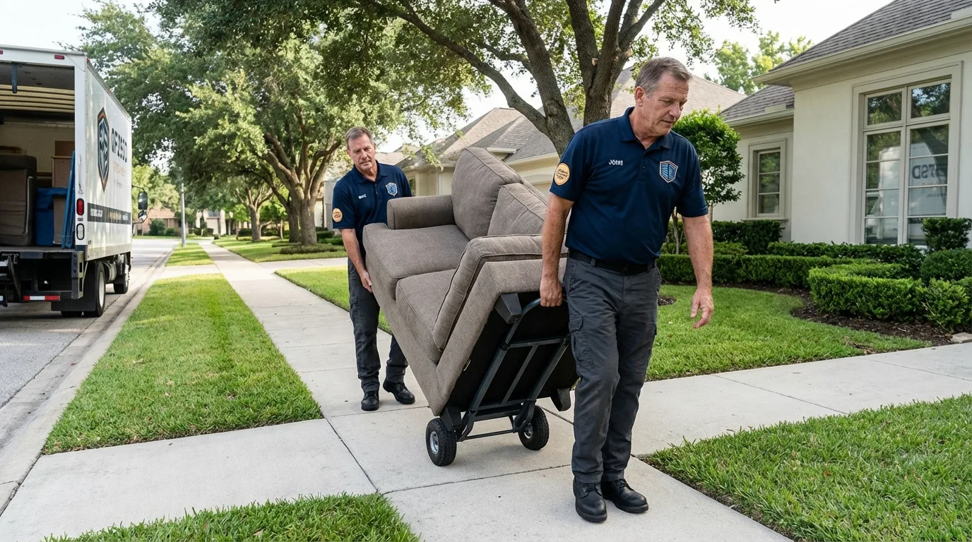 Local residential moving crew loading furniture in Lake in the Hills, IL