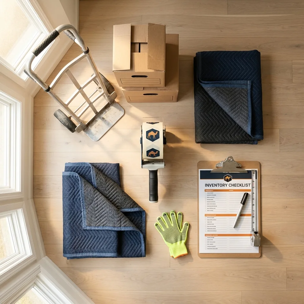 Professional moving supplies and packing materials layout for Lake in the Hills residential relocations